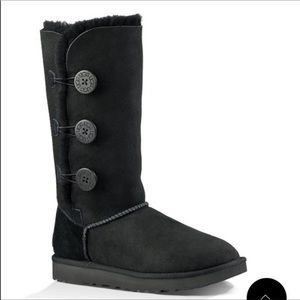 UGG Bailey Button Triplet suede fur lined boots